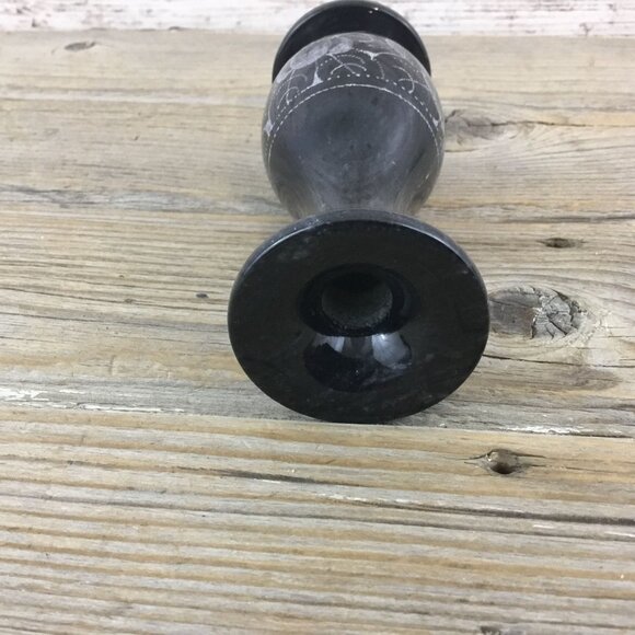 Black and Gray Marble Floral Etched Bud Vase – 5” Tall - Picture 7 of 7